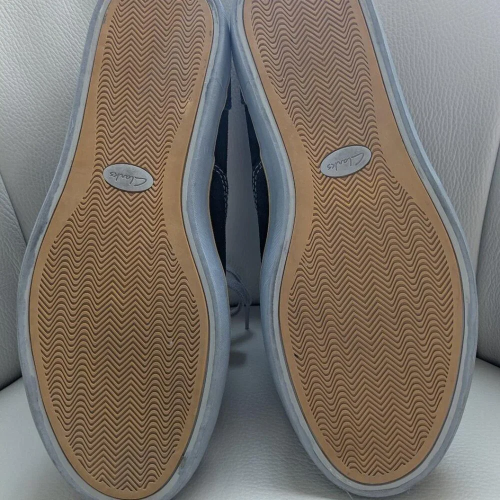 Clark's Coastal Cool Preppy Comfortable Blue Suede Loafers Madras Lined Sz.8.5